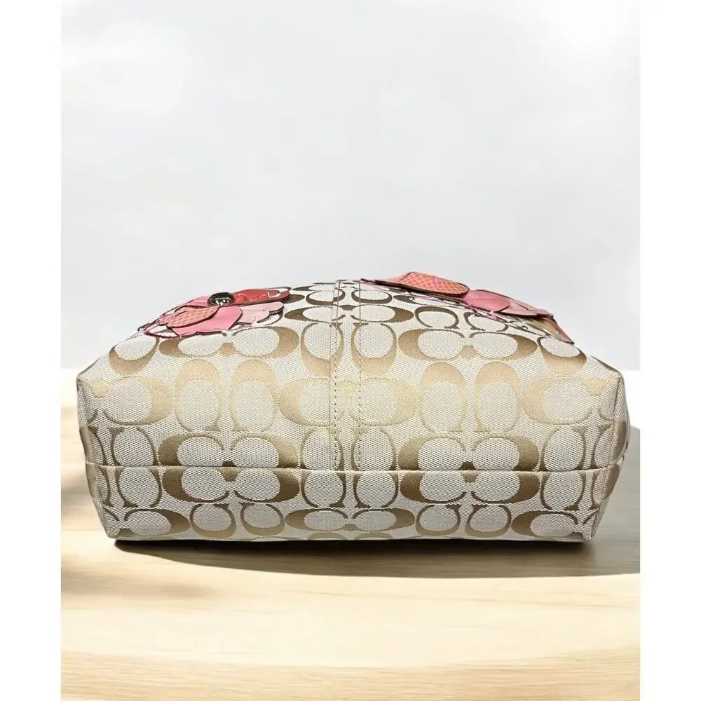 Y2K Coach F16879 Signature Floral Carly Hobo Bag & Corner Zip Wallet